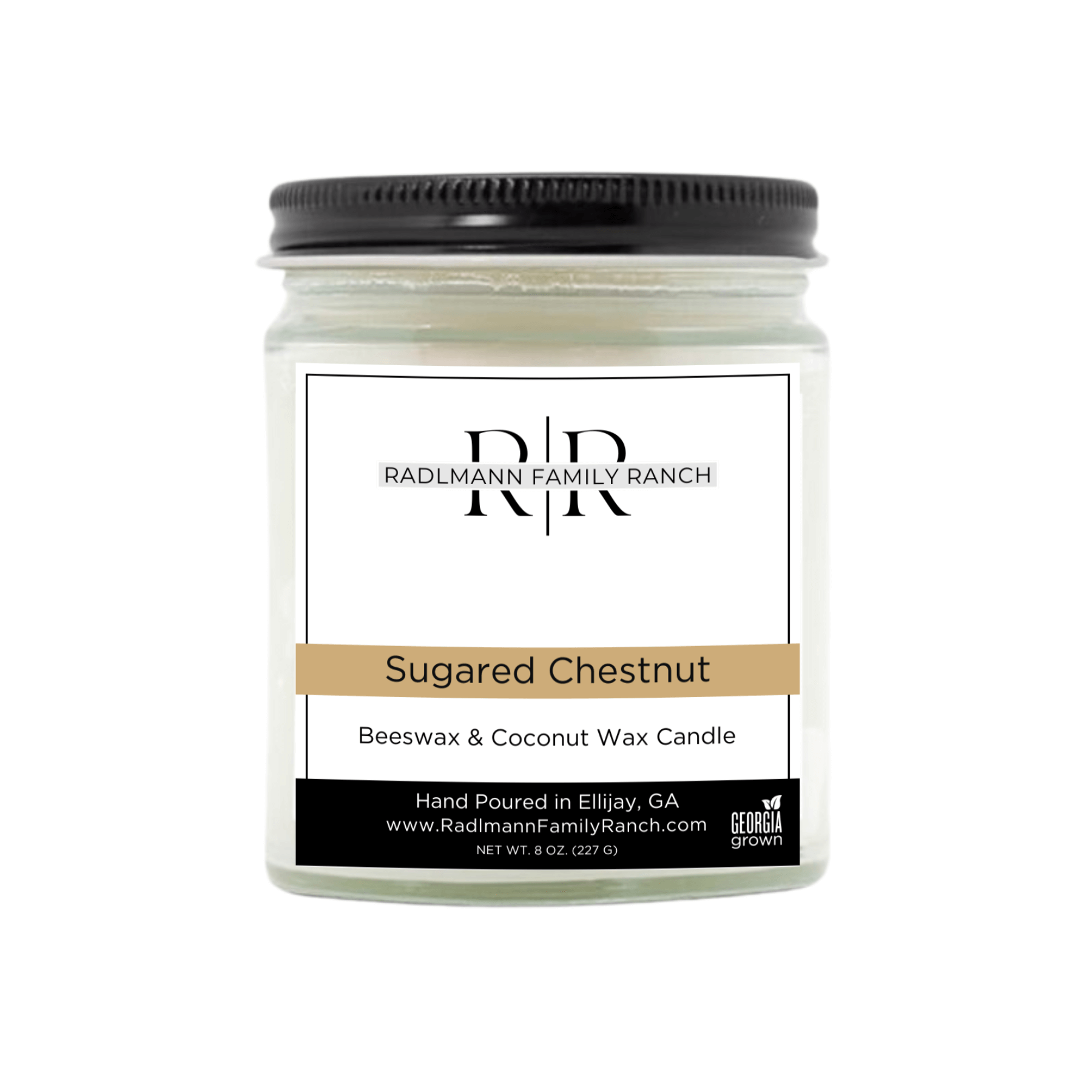 Sugared chestnut | Coconut Beeswax Candle with Wooden Wick | 8 oz