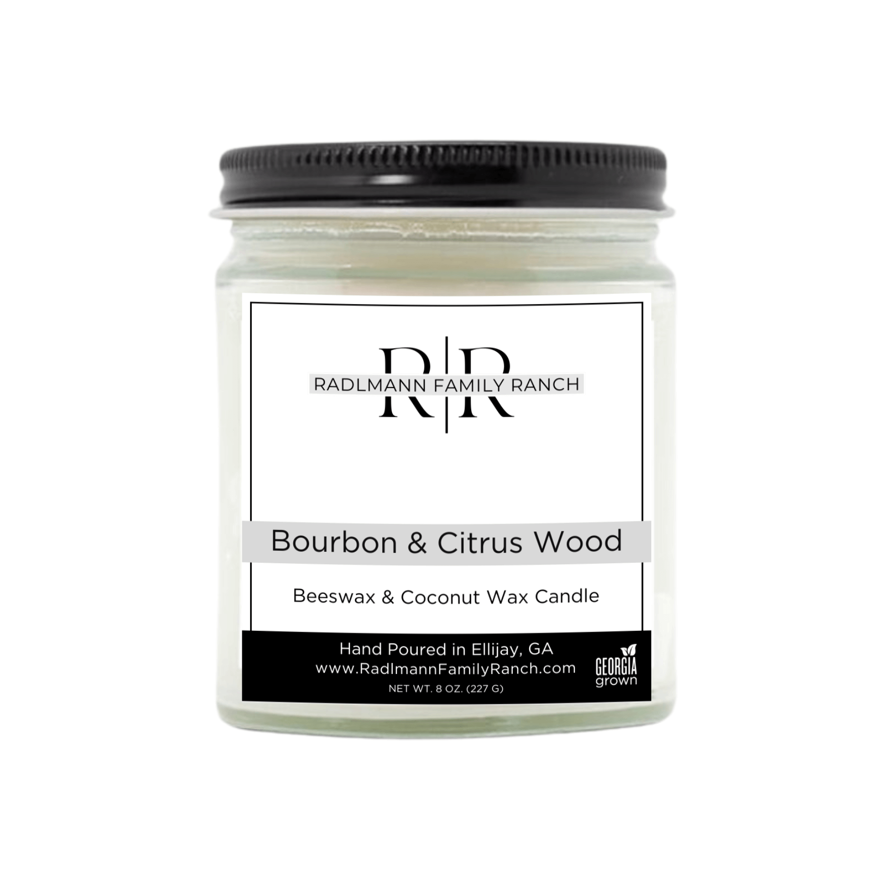 Bourbon & Citrus Wood | Coconut Beeswax Candle with Wooden Wick | 8 oz