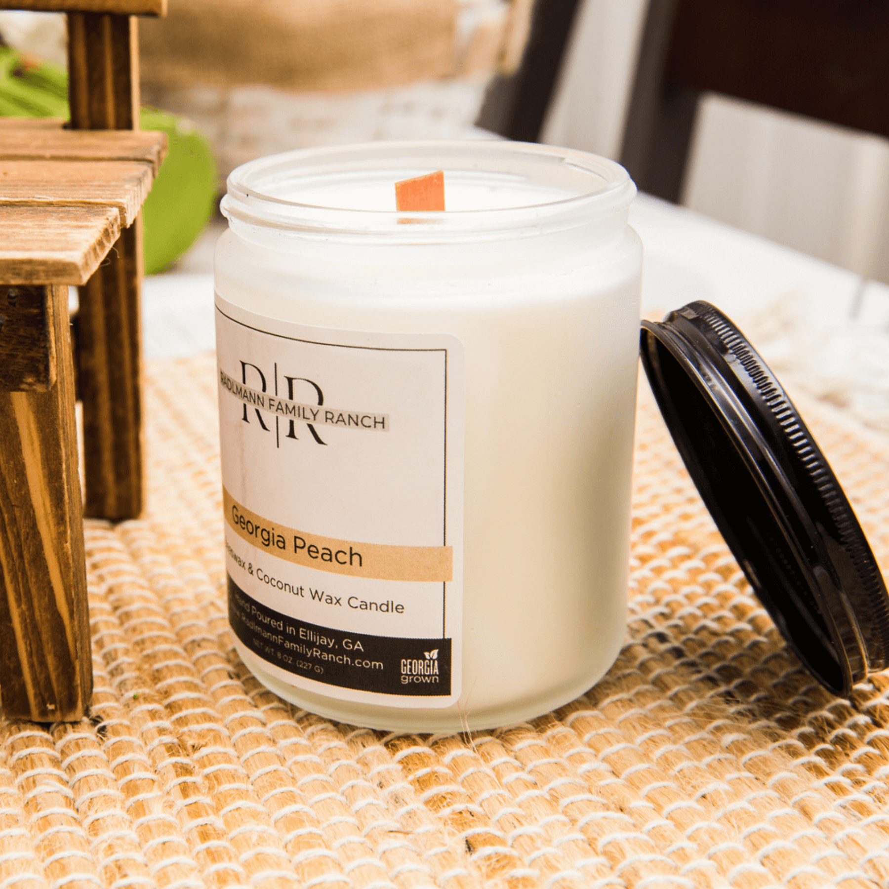 Georgia Peach | Coconut Beeswax Candle with Wooden Wick | 8 oz