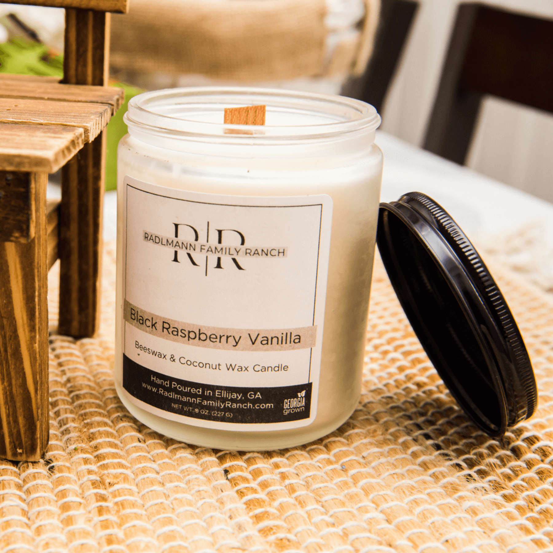 Black Raspberry Vanilla | Coconut Beeswax Candle with Wooden Wick | 8 oz