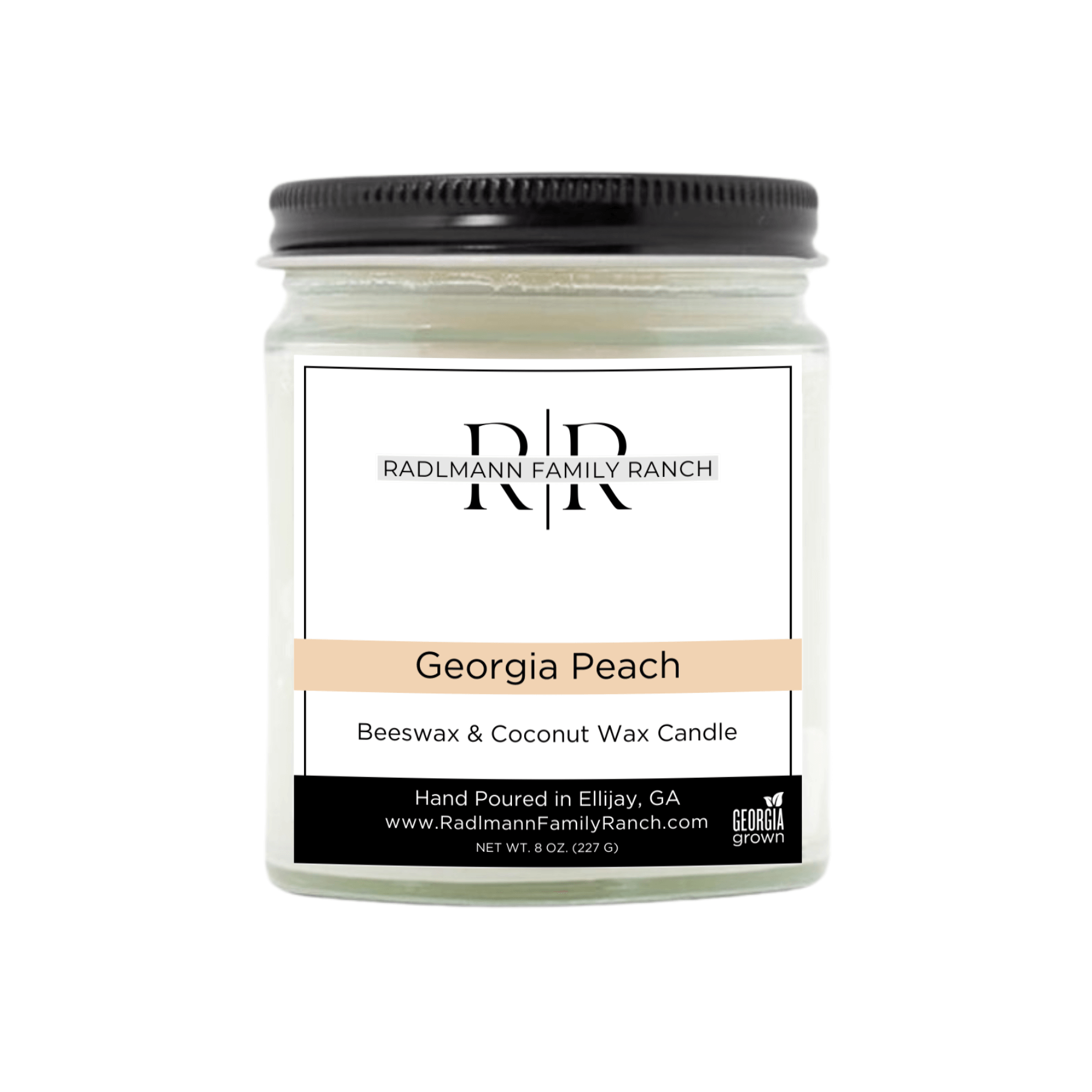 Georgia Peach | Coconut Beeswax Candle with Wooden Wick | 8 oz