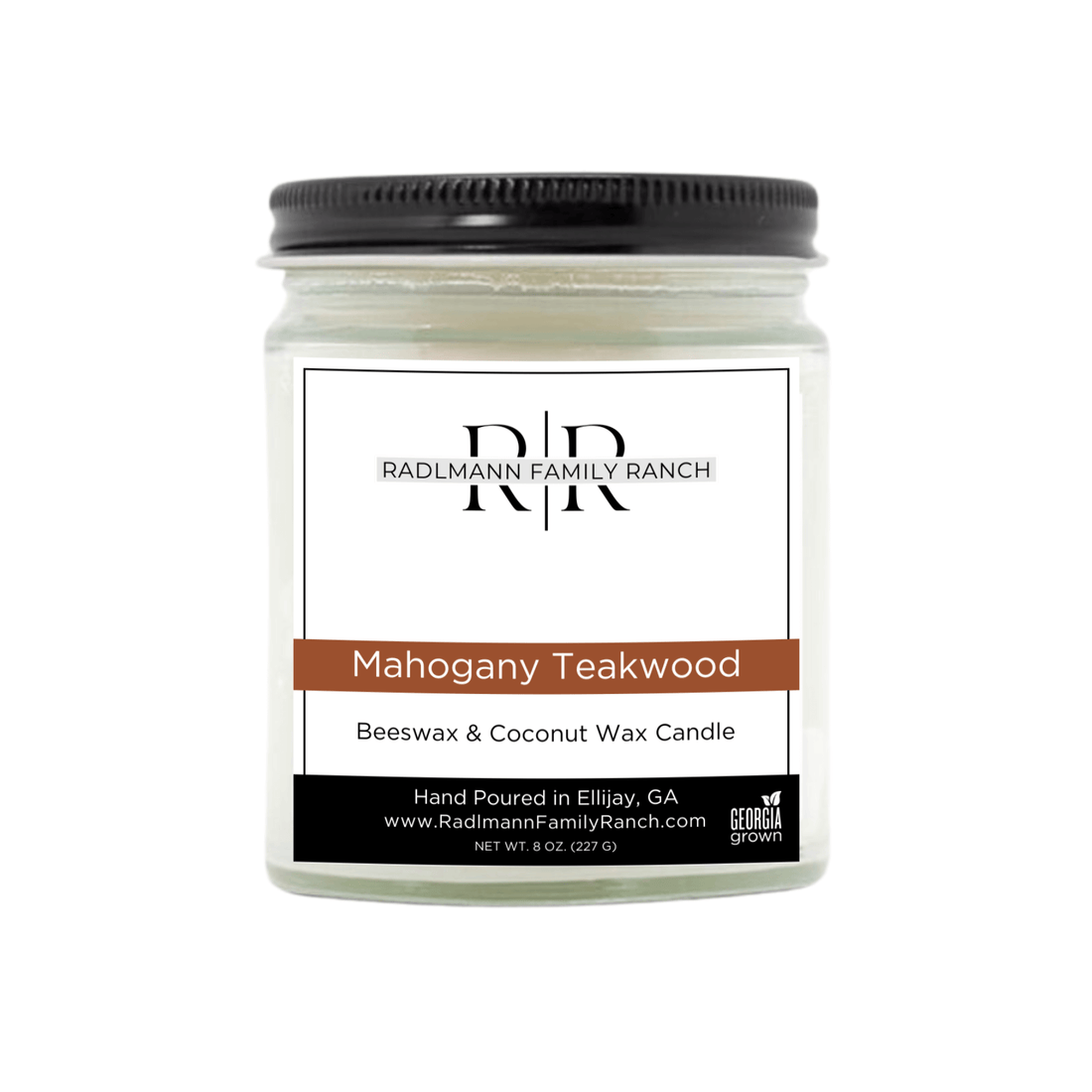 Mahogany Teakwood | Coconut Beeswax Candle with Wooden Wick | 8 oz