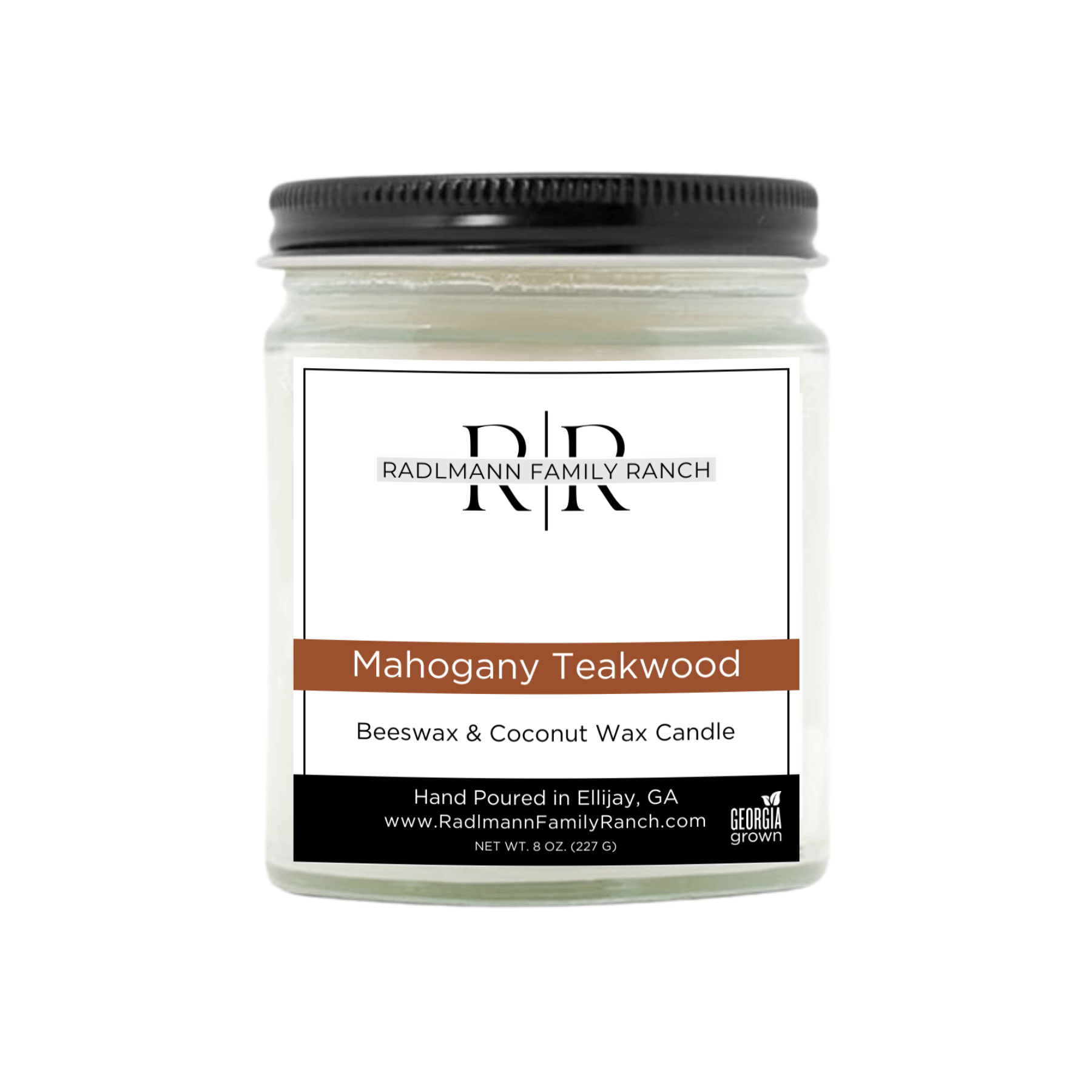 Mahogany Teakwood | Coconut Beeswax Candle with Wooden Wick | 8 oz