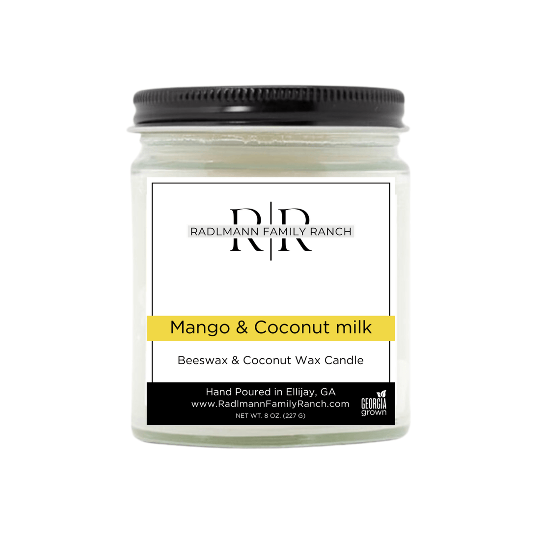 Mango & Coconut milk | Coconut Beeswax Candle with Wooden Wick | 8 oz