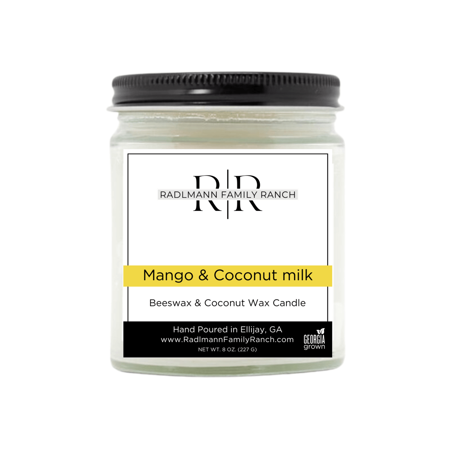 Mango &amp; Coconut milk | Coconut Beeswax Candle with Wooden Wick | 8 oz