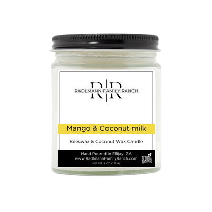 Mango &amp; Coconut milk | Coconut Beeswax Candle with Wooden Wick | 8 oz