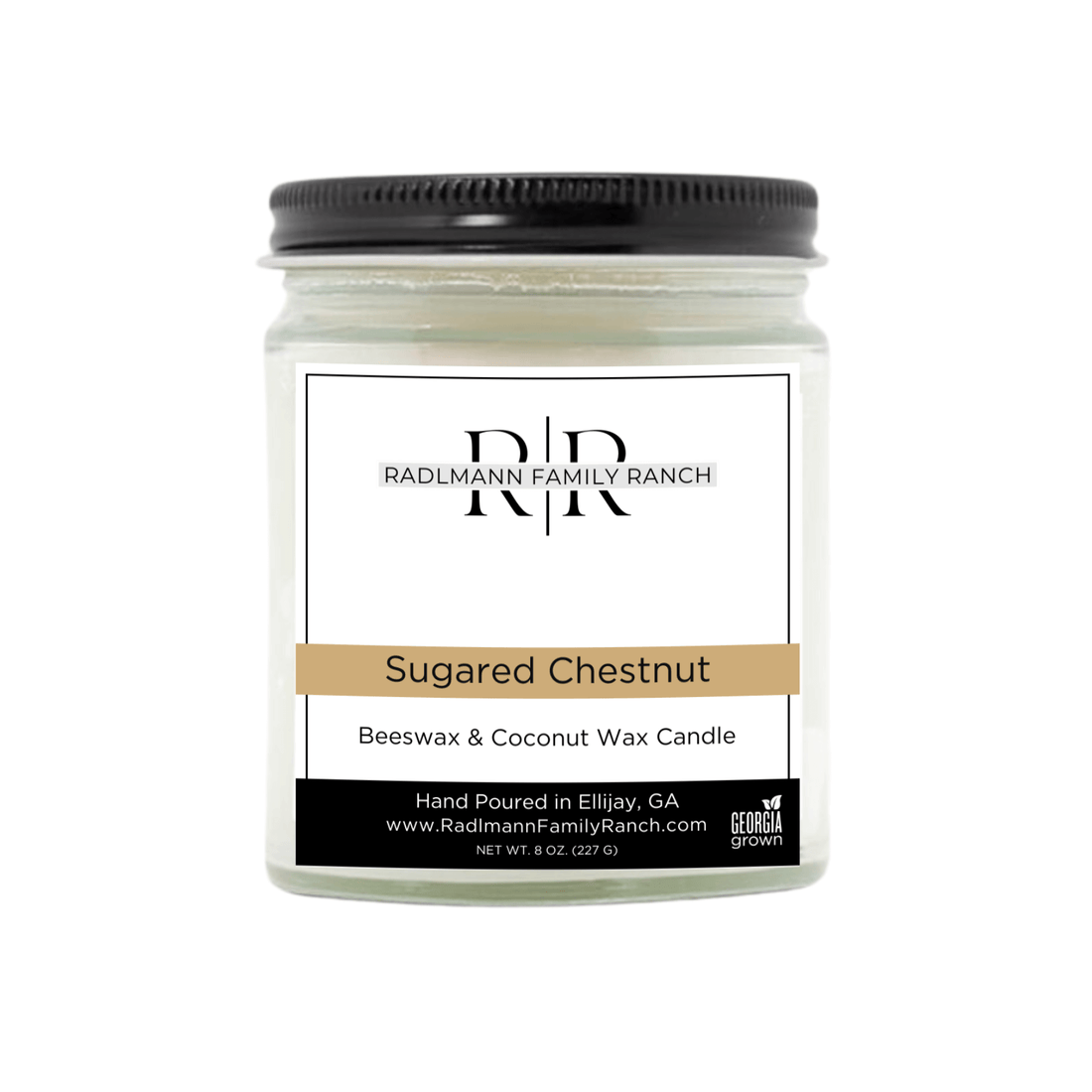 Sugared chestnut | Coconut Beeswax Candle with Wooden Wick | 8 oz