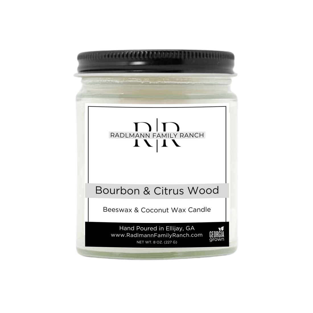 Bourbon & Citrus Wood | Coconut Beeswax Candle with Wooden Wick | 8 oz