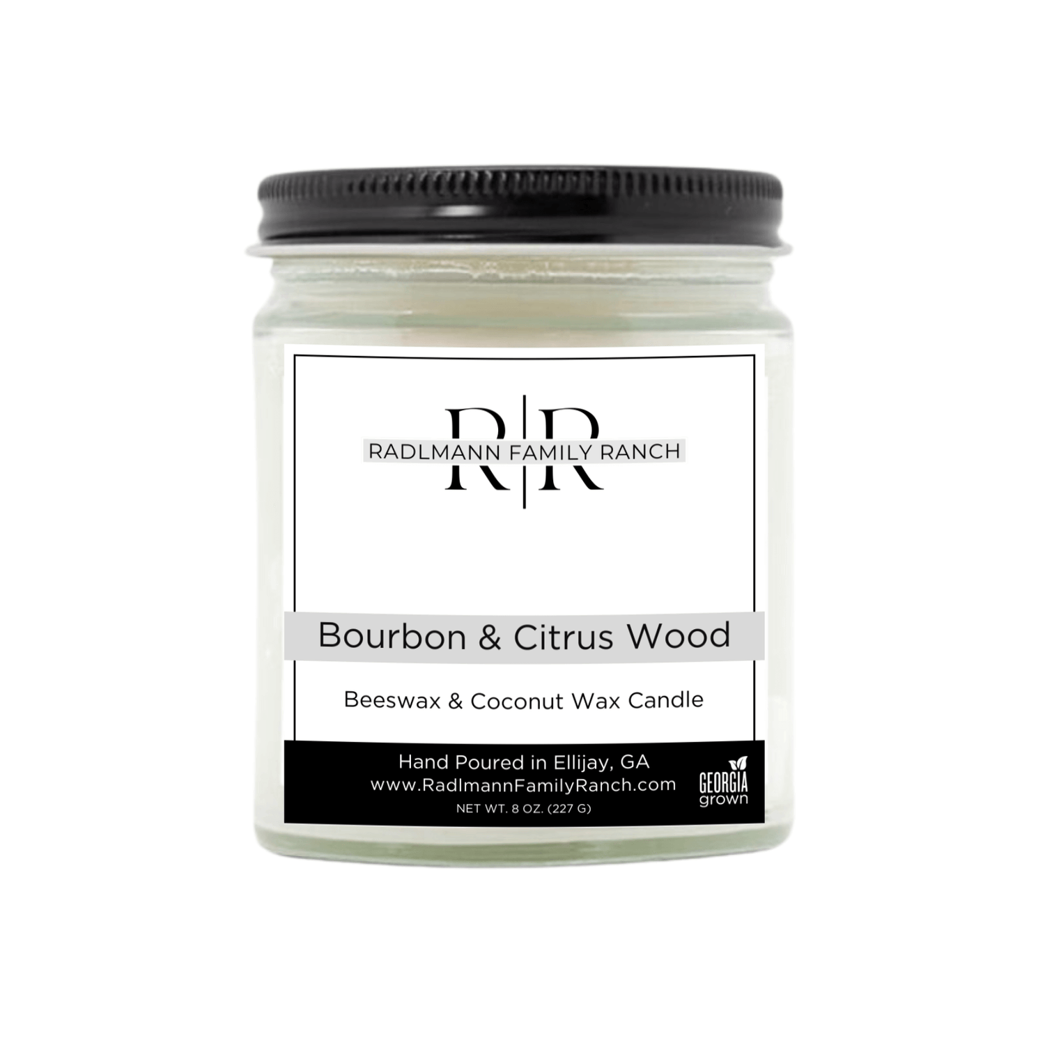 Bourbon &amp; Citrus Wood | Coconut Beeswax Candle with Wooden Wick | 8 oz
