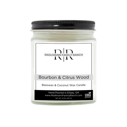 Bourbon &amp; Citrus Wood | Coconut Beeswax Candle with Wooden Wick | 8 oz