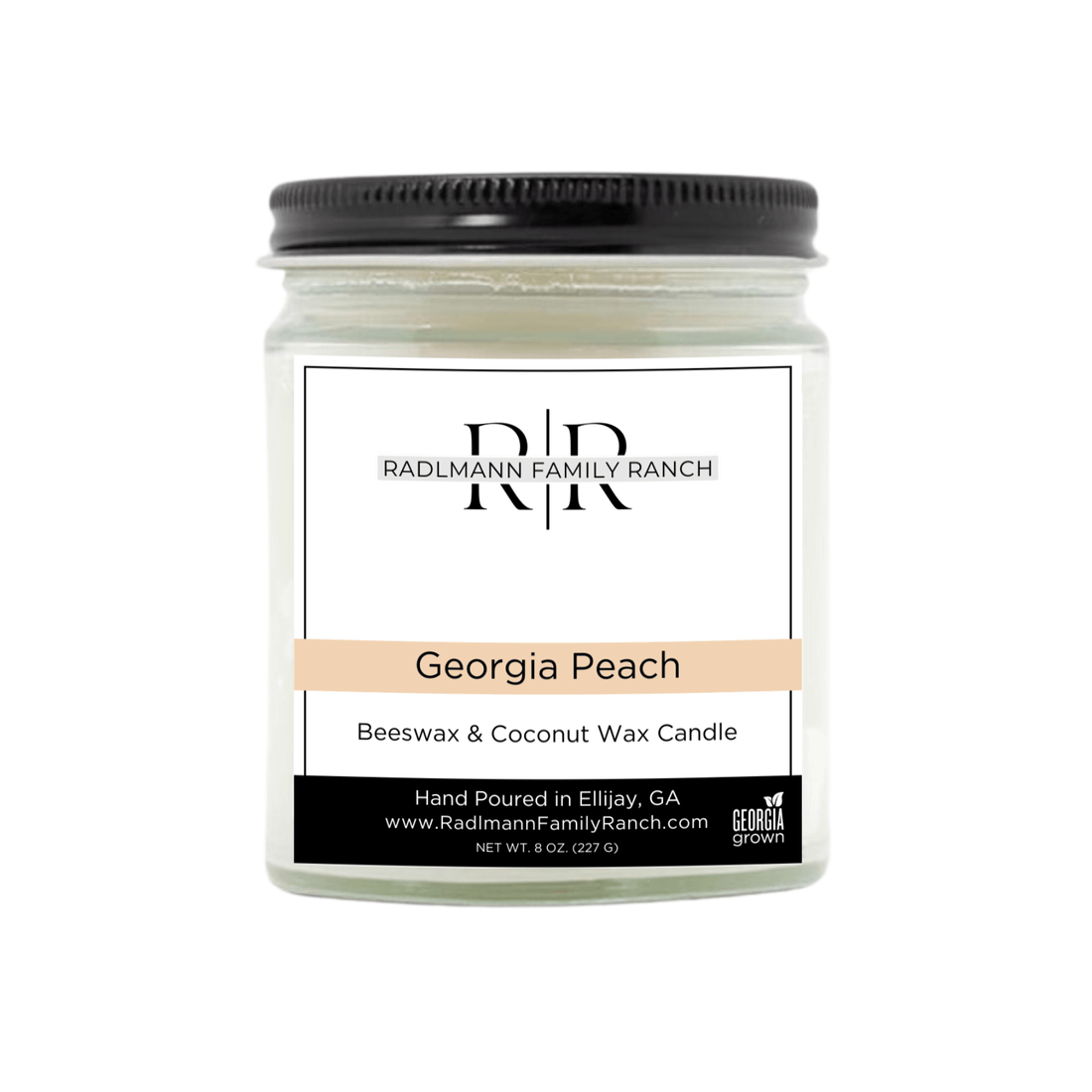 Georgia Peach | Coconut Beeswax Candle with Wooden Wick | 8 oz