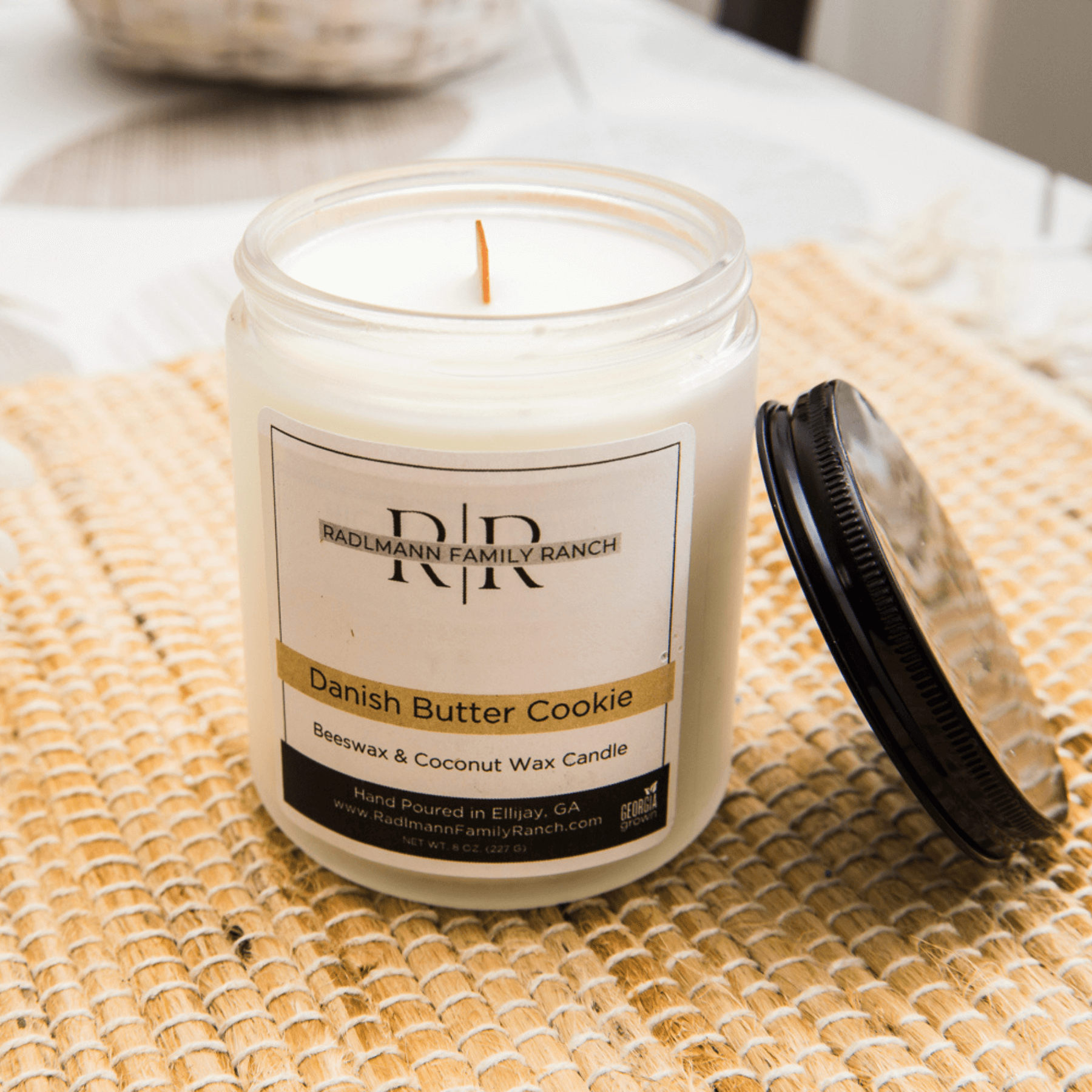 Danish Butter Cookie | Coconut Beeswax Candle with Wooden Wick | 8 oz
