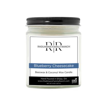 Blueberry Cheesecake | Coconut Beeswax Candle with Wooden Wick | 8 oz